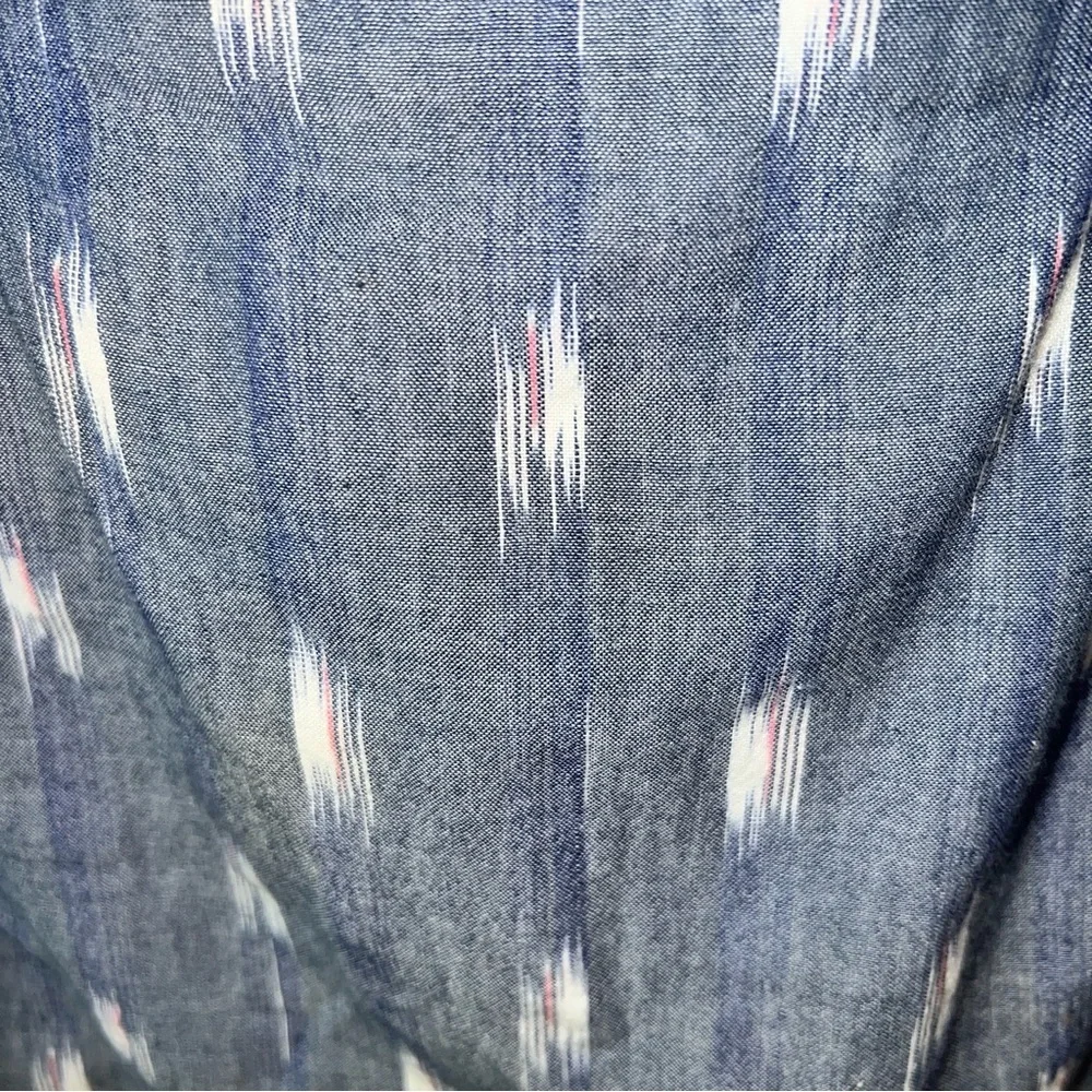 KAVU Blue Ikat Print Smocked Waist Pocket Skirt | 100% Cotton | Size Small
